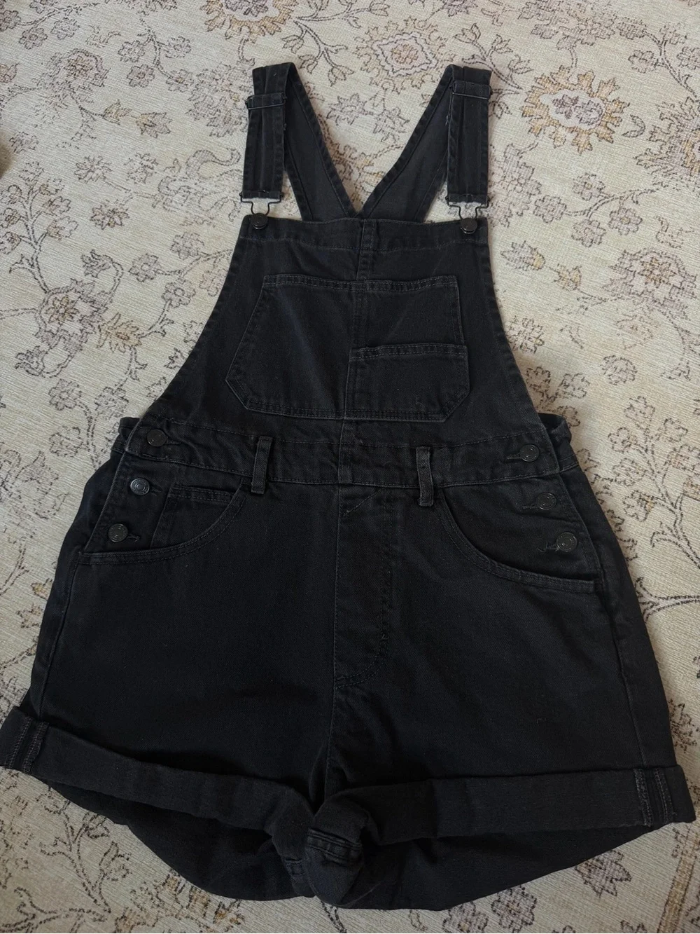 We The Free Black Short Denim Overalls - Picture 1 of 4